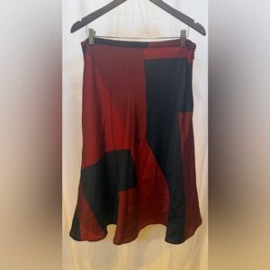 Red and Black A-Line Midi Skirt for Cocktail